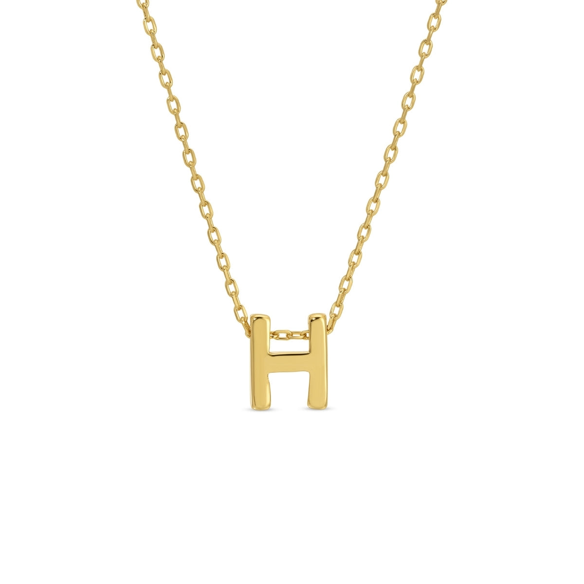Gold Initial Necklace, H