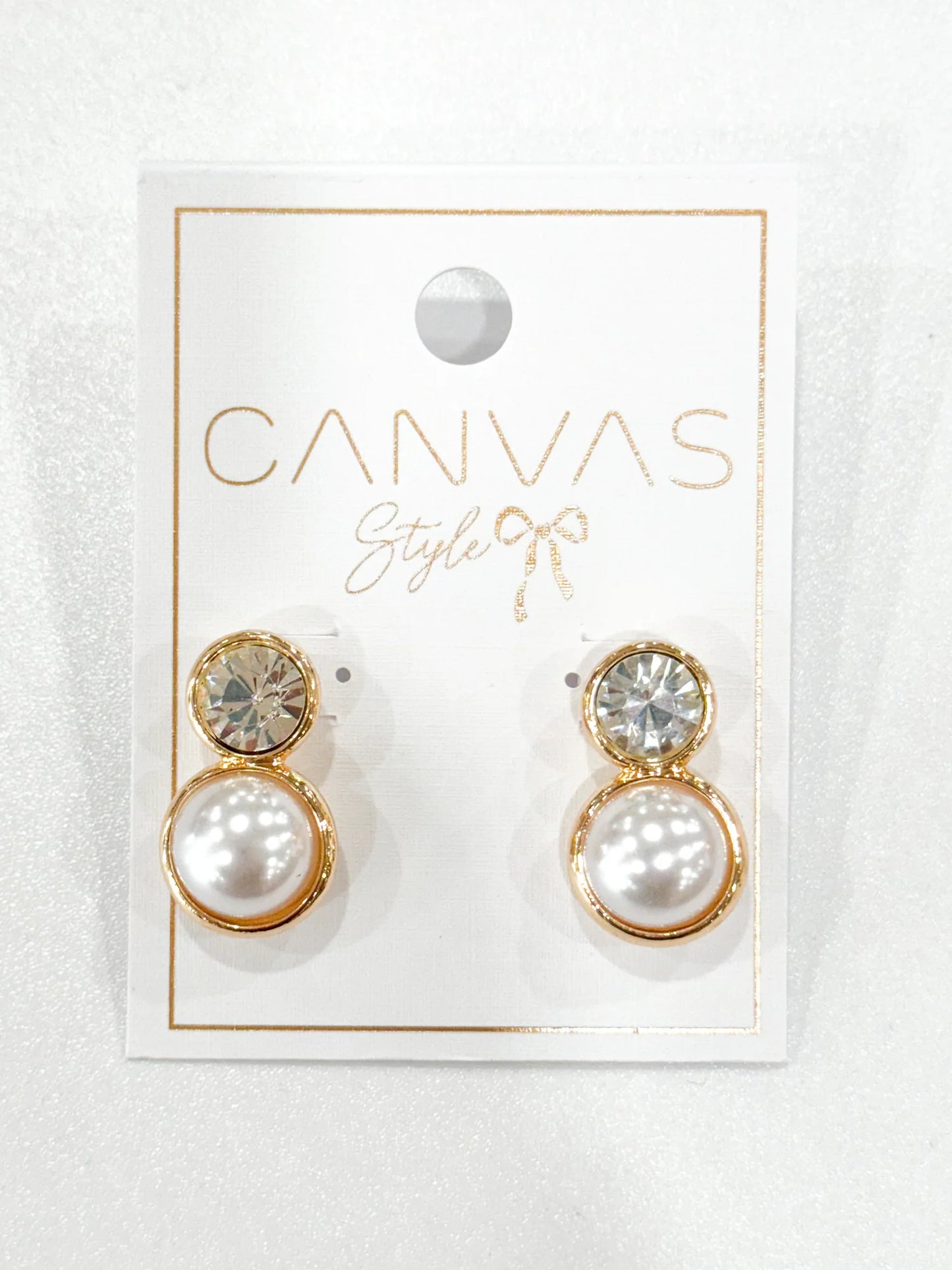 Effie Rhinestone & Pearl Drop Earrings in Clear