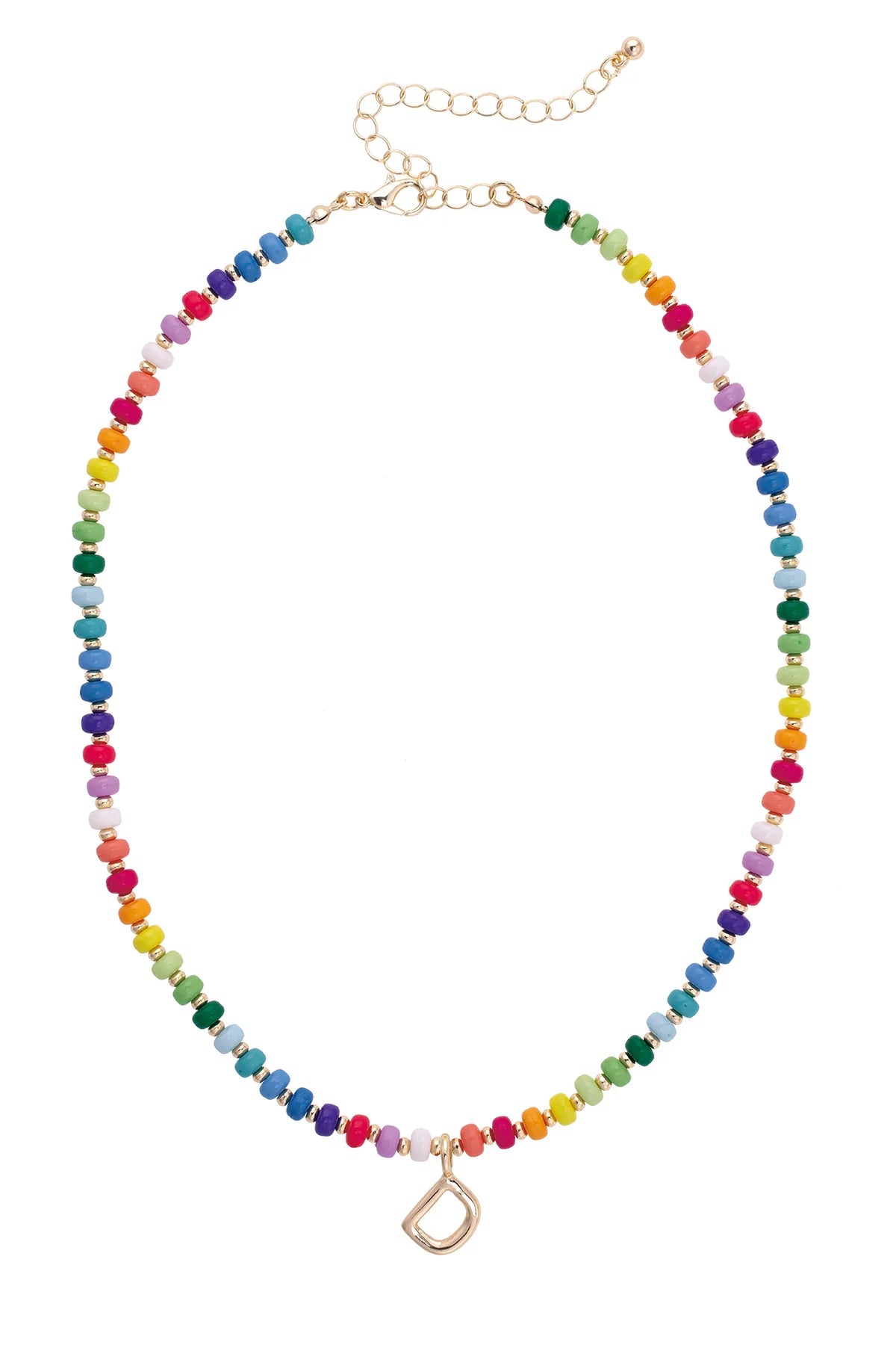 Rainbow Beaded Initial Necklaces D