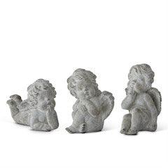 6 Inch Gray Stone Sitting Cherub