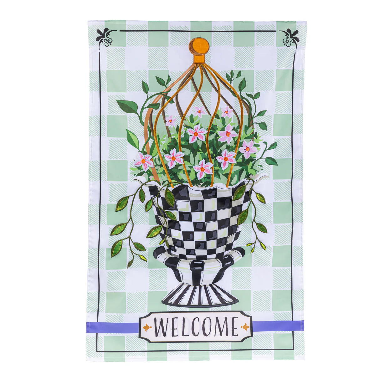 Spring Topiary Applique House Flag