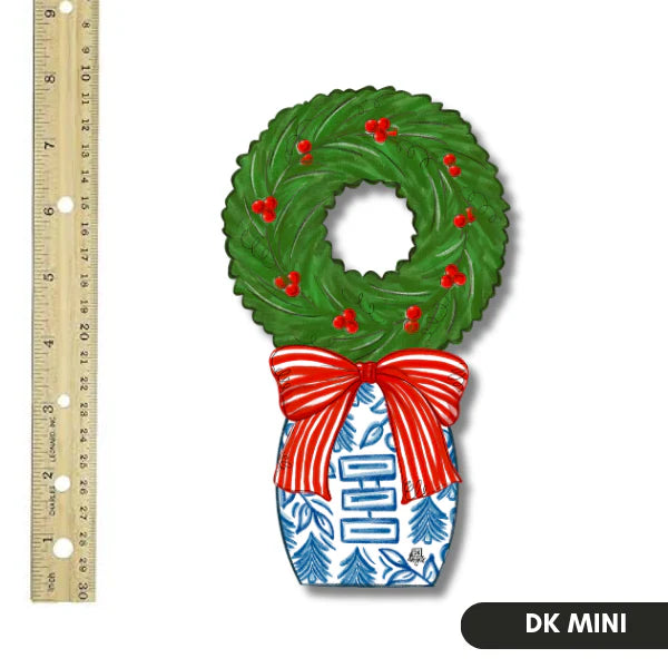 Door Hanger Attachment, Blue and White Wreath Topiary Mini