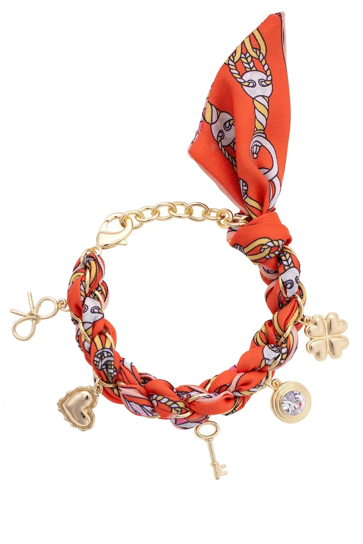 Briar Scarf Chain Bracelet in Coral/Light Pink/White