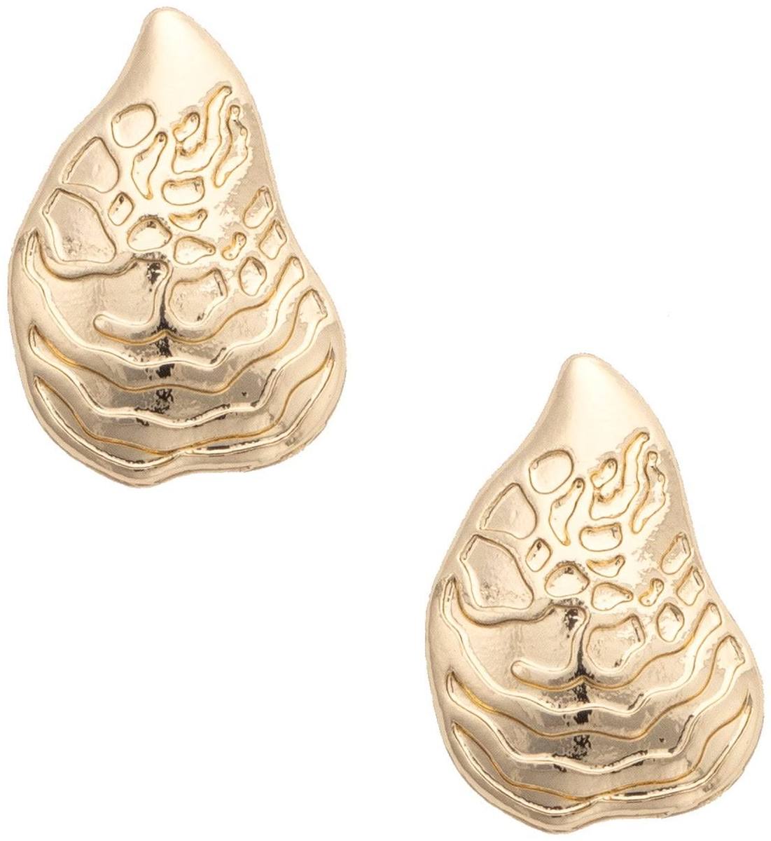 Oyster Shell Earrings in Shiny Gold