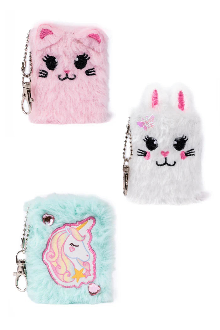 Mini Furry Friends Keychain Journal - Bunny, Cat, Unicorn
