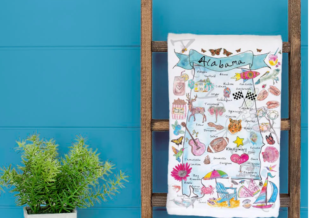 Alabama Map Kitchen Towel