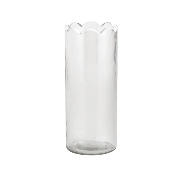 Large Scalloped Glass Bud Vase
