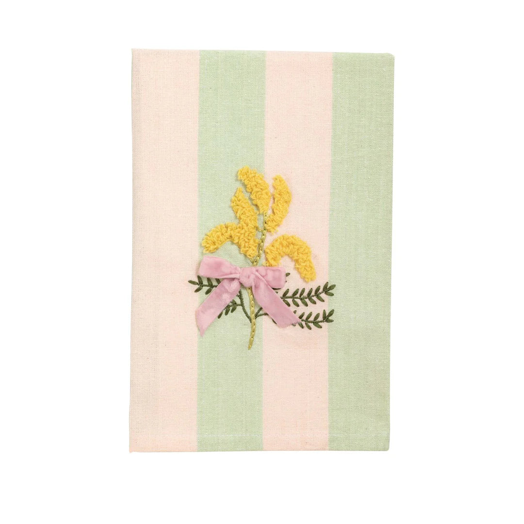 Yellow Flower Embroidery Towel
