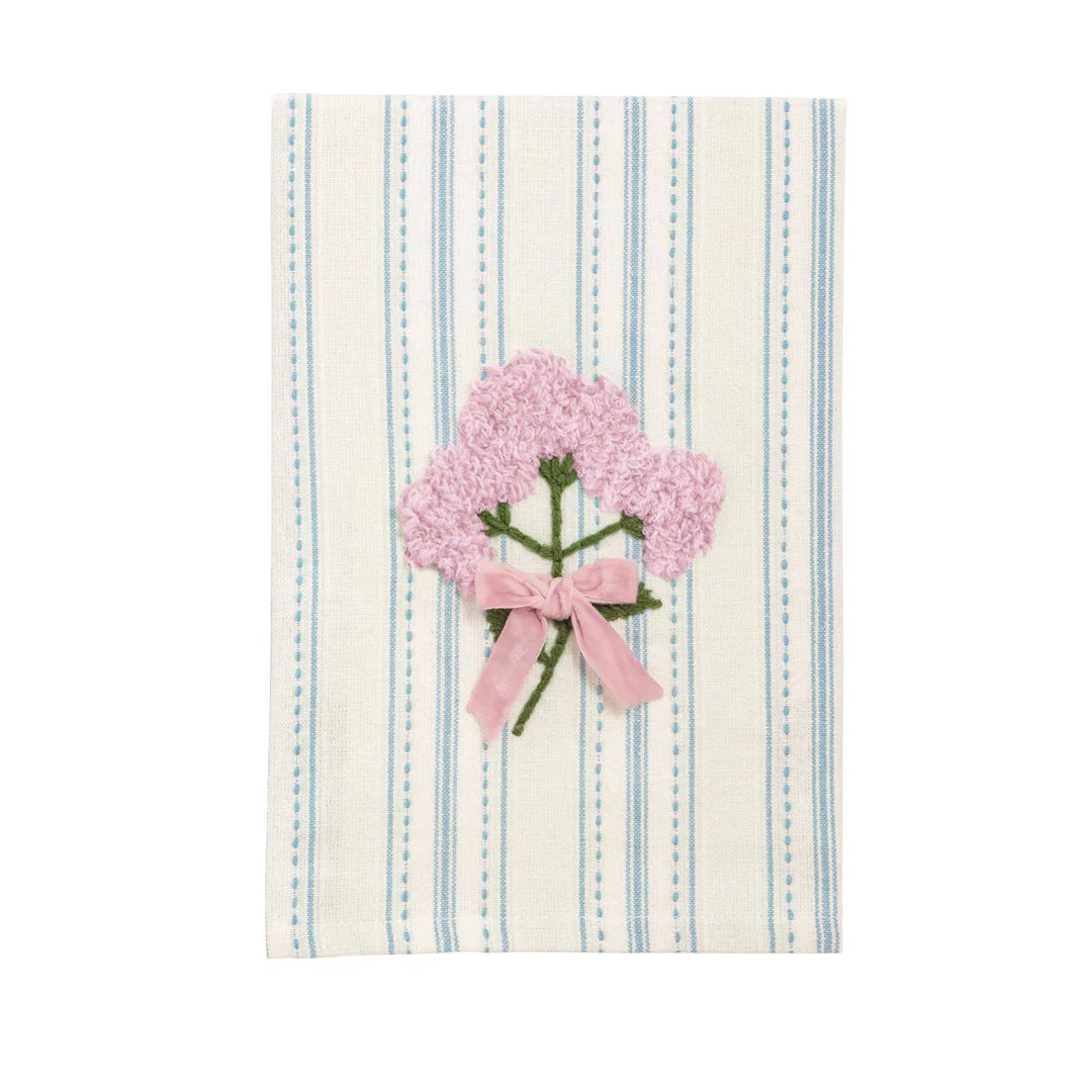 White Background Flower Embroidery Towel