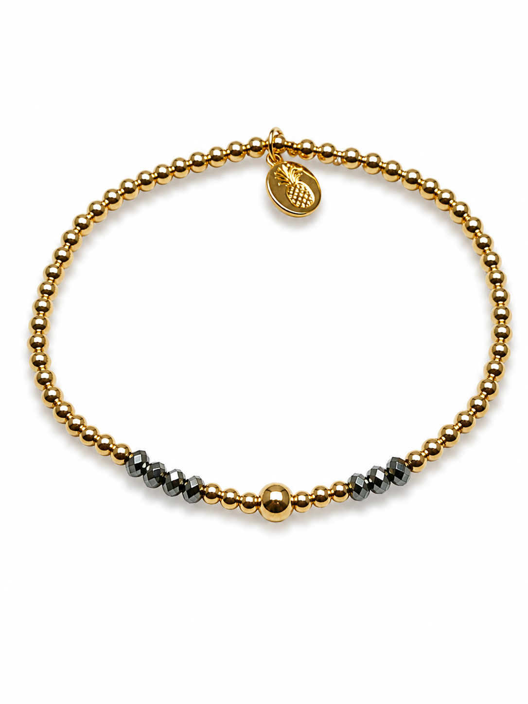 Gold Beaded Bracelet - Pewter