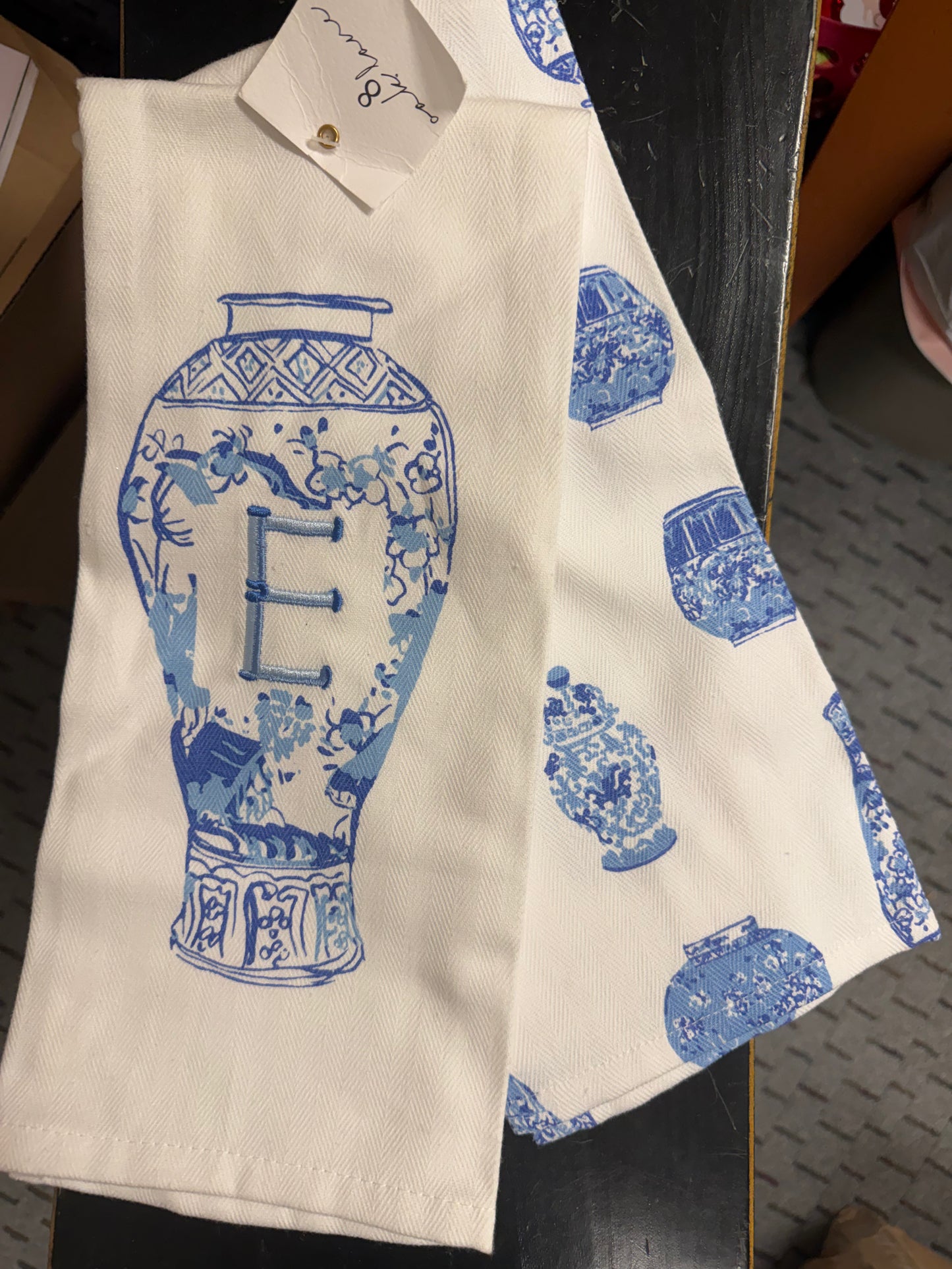 Initial E - Kitchen Towel Set Ginger Jar