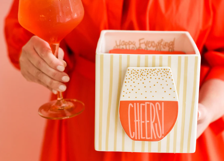 Mini Nesting Cube Medium Neutral Skinny Stripe