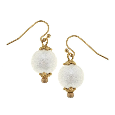 Small Cotton Pearl Gold Earrings