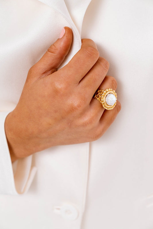 Handcast Gold Vintage Freshwater Pearl Ring