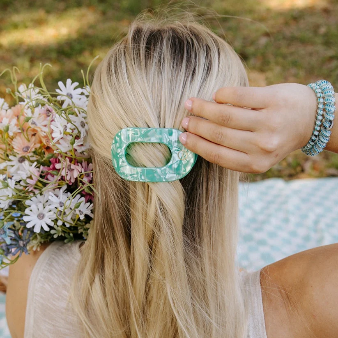 Spring Splash Flat Round Hair Clip Small