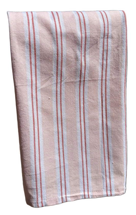 Pink Woven Stripe Floral Towel