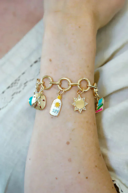 Juliette Charm Collector Bracelet Base in Shiny Gold