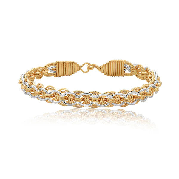 14k gold filled thick wraps with sterling silver chain handcrafted design bracelet.