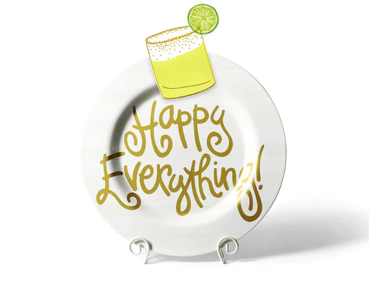 Happy Everything Salted Margarita Big attachment with green drink and lime attachment on large white platter.