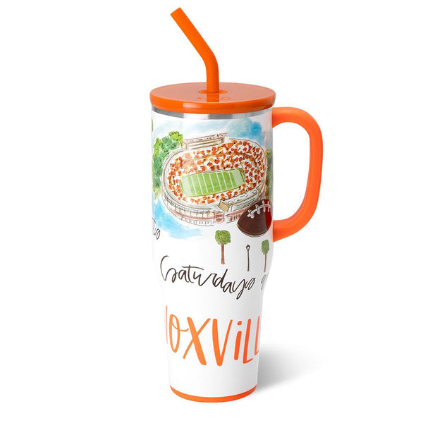 Saturdays in Knoxville Mega Mug 40oz tumbler travel mug with football stadium artwork on cup
