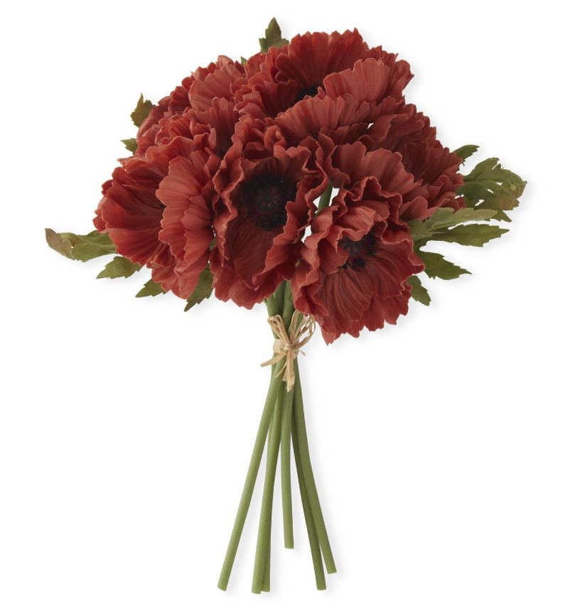12.5 Inch Orange Real Touch Poppy Bundle (6 Stems)