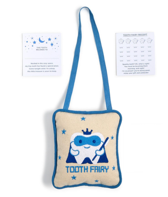 Tooth Fairy Embroidered Pillow Door Hanger, Blue