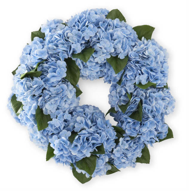 24 Inch Blue Real Touch Hydrangea Wreath