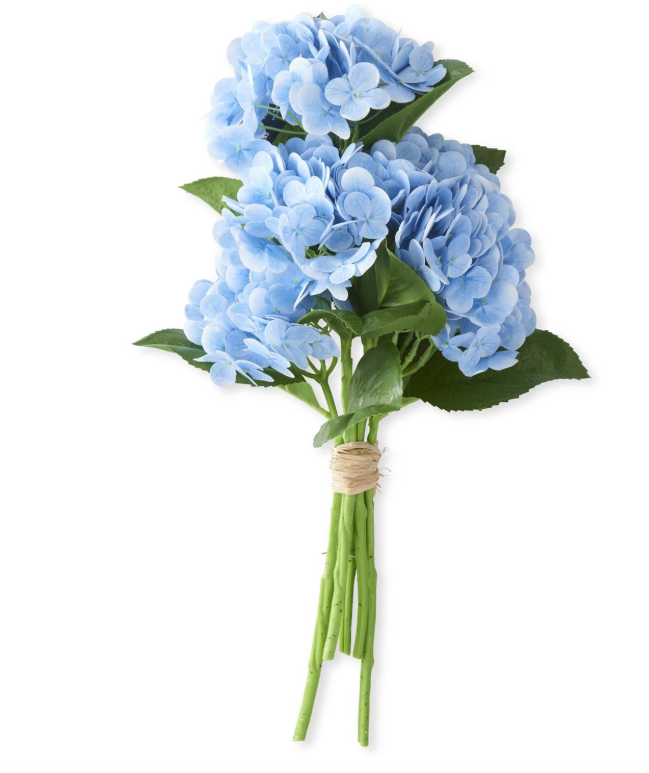 13 Inch Blue Real Touch Hydrangea Bundle, 6 Stems