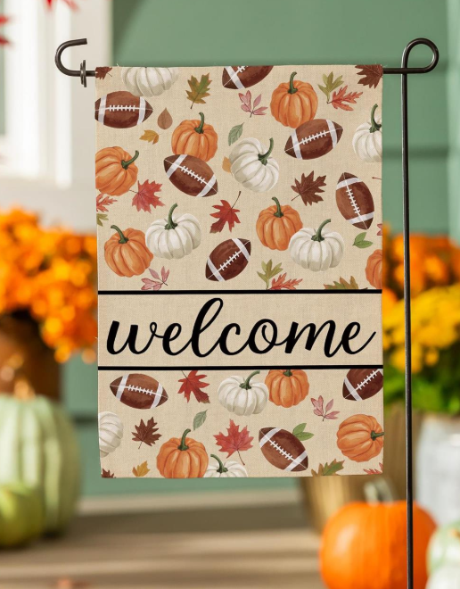 Game Day Welcome Burlap Garden Flag