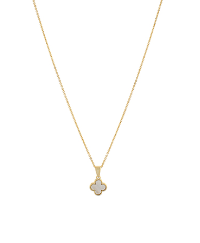 White Four Leaf Clover Gold Necklace