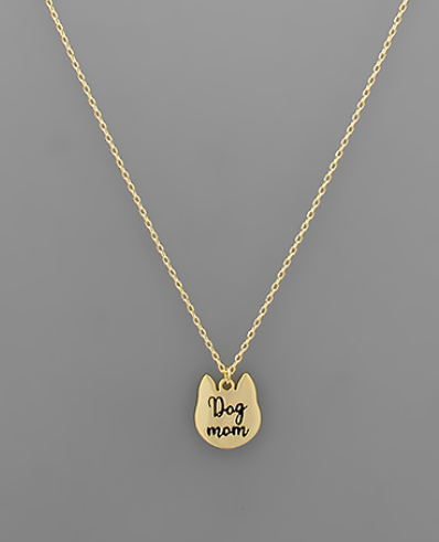 Gold Dog Mom Charm Necklace