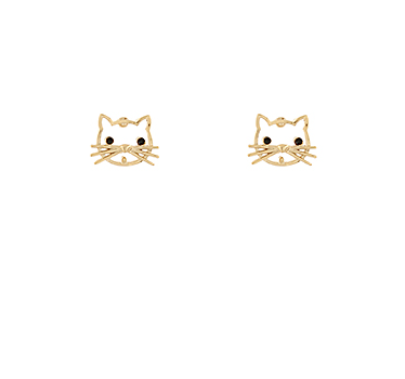 Gold Cat Stud Earrings