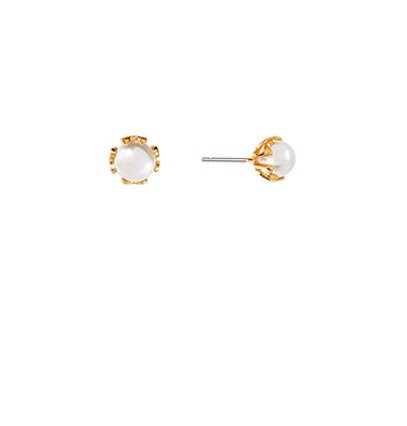 Gold Wrapped Pearl Stud Earrings