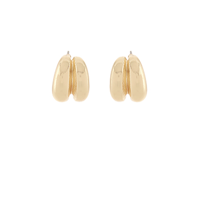 Gold Double Oval Post Earrings