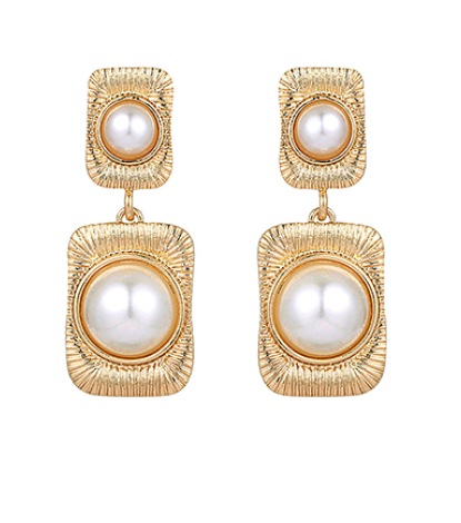 Pearl & Gold Double Drop Earrings
