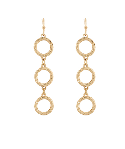 Gold Triple Circle Dangle Earrings