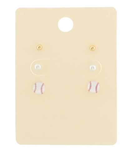Baseball Earring Trio Set