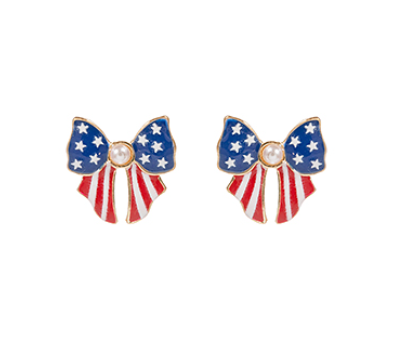 Stars and Stripes Bow Earrings
