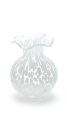 Ruffled Edge Spotted Vase, White