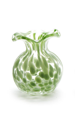 Ruffled Edge Spotted Vase, Green