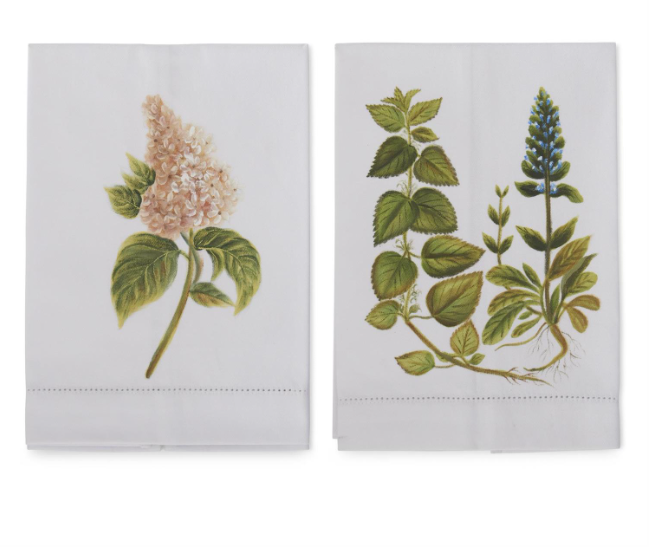 Hand-Painted Hydrangea Cotton Towel, Assorted