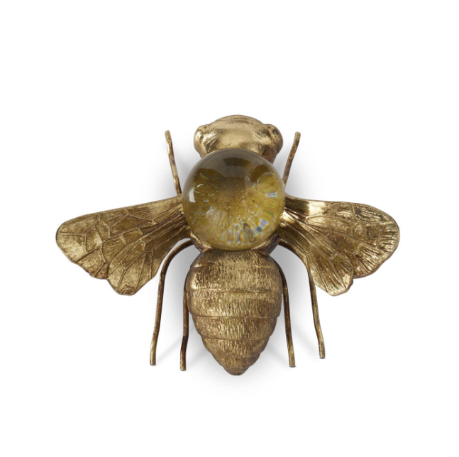 4.75 Inch Gold Metal Bee w/Glass Globe