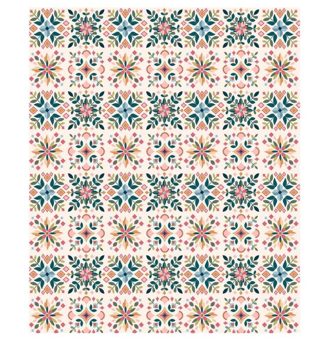 Bursting Blossoms Diamond Tapestry Plush Blanket, 60"L x 50"W