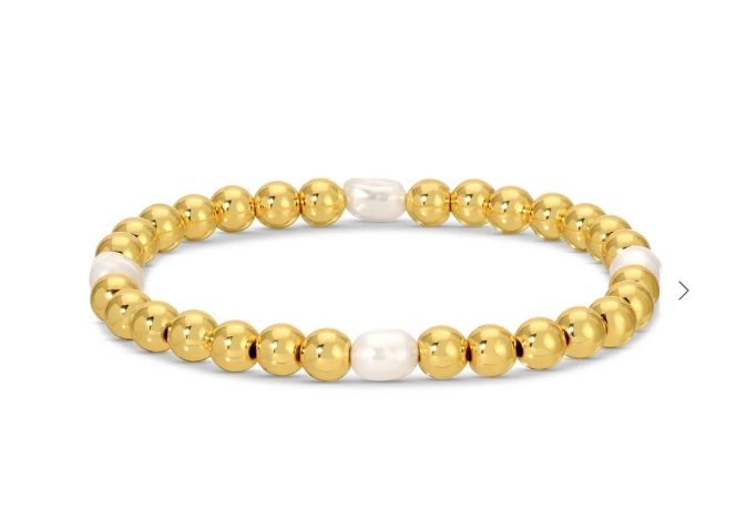 6mm Stretch Bead Bracelet with Large Pearl Accents
