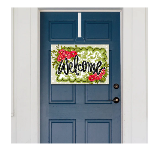 Custom Door Hanger - Green Scalloped Frame PDH1191