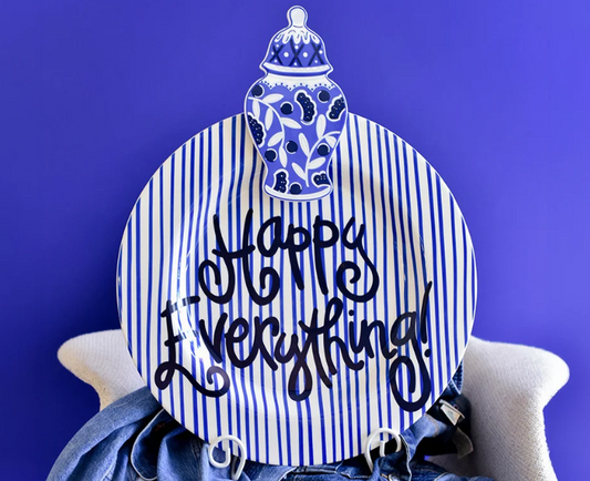 Indigo Skinny Stripe Big Round Platter