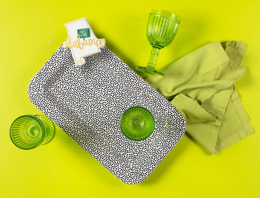 Black Small Dot Mini Rectangle Entertaining Platter