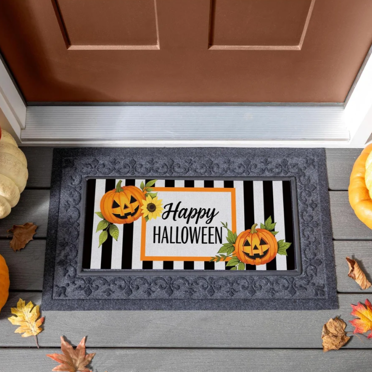 Happy Halloween Striped Jack O' Lantern Switch Mat