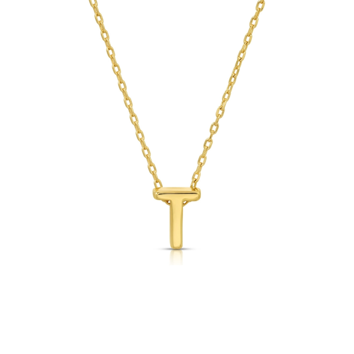 Gold Initial Necklace, T