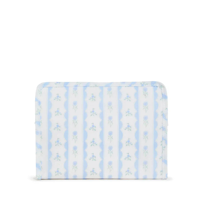 Roadie Medium Zip Pouch, Ribbon Floral Blue